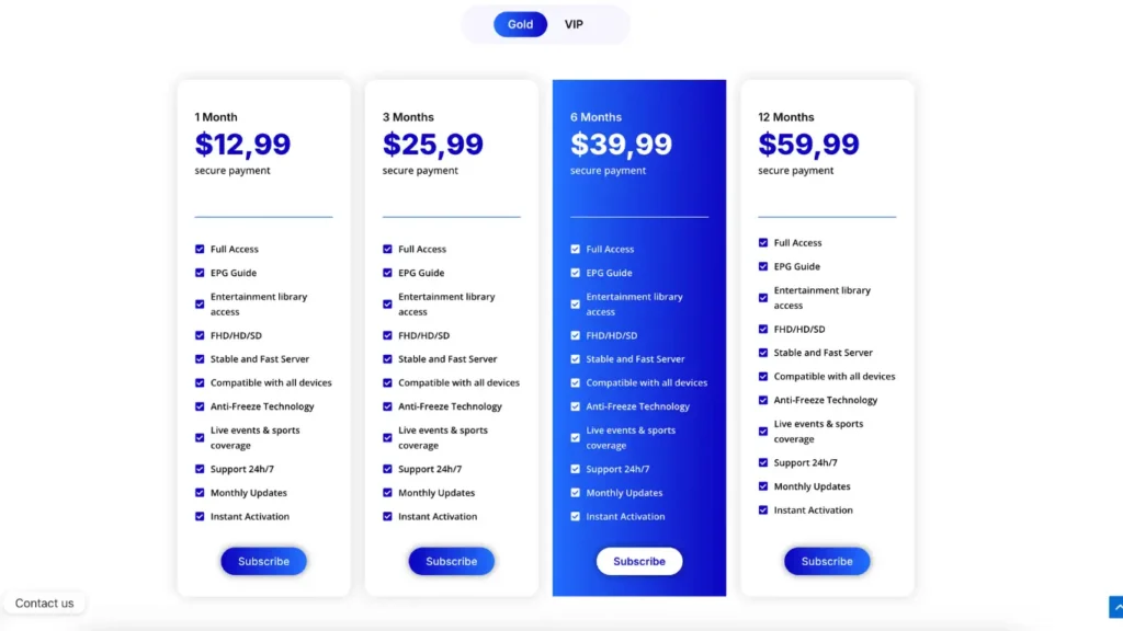 Subscription plans for IPTV services